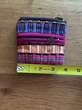 Colorful Woven Coin Purse Boho Zip Pouch Small Wallet